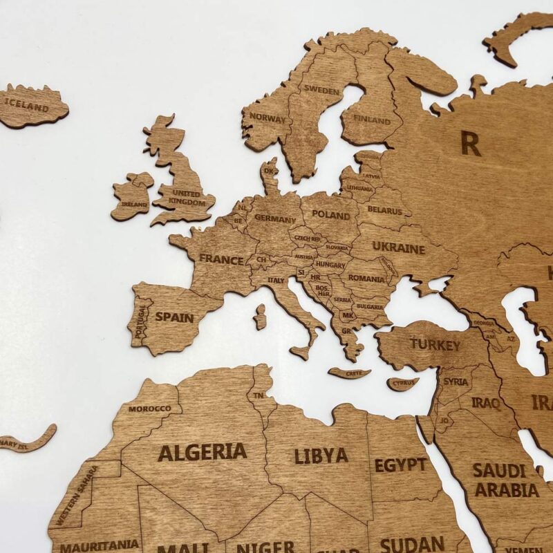 Wooden World Map Wall Decoration - Oak - Image 2