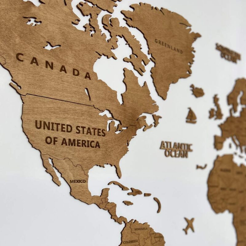 Wooden World Map Wall Decoration - Oak - Image 4
