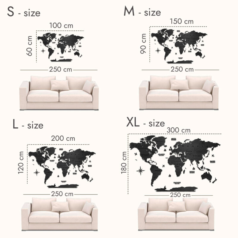 Wooden World Map Wall Decoration - Black Wood - Image 6