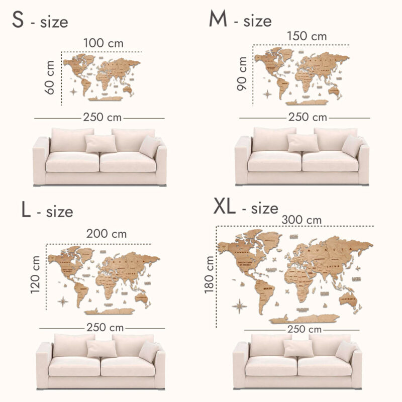 Wooden World Map Wall Decoration - Natural Wood - Image 6