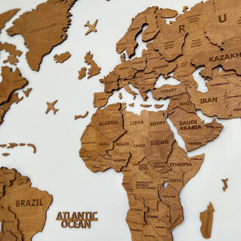 3D Wooden World Map Wall Decoration- Oak - Image 5