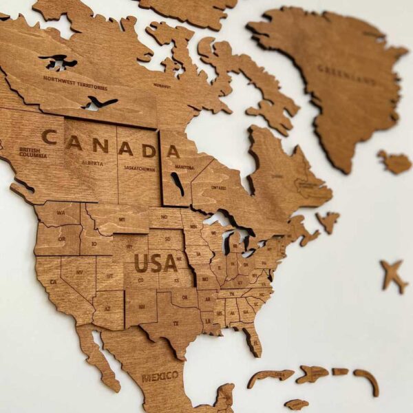 3D Wooden World Map Wall Decoration- Oak – Dreamforwood