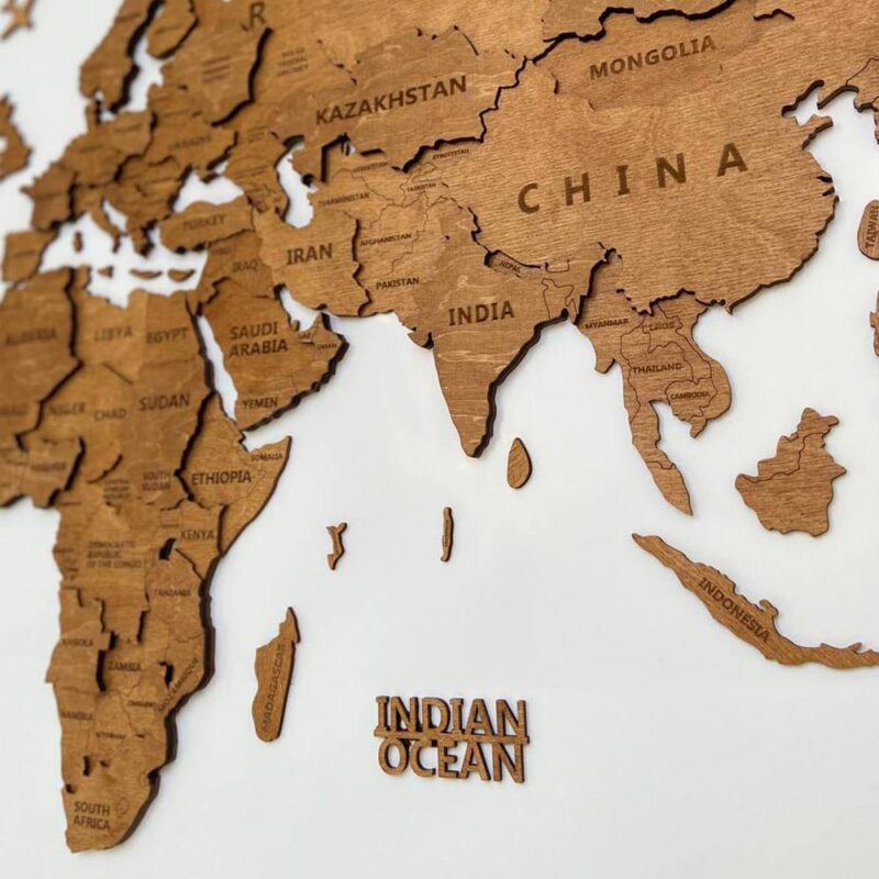 3D Wooden World Map Wall Decoration- Oak - Image 4