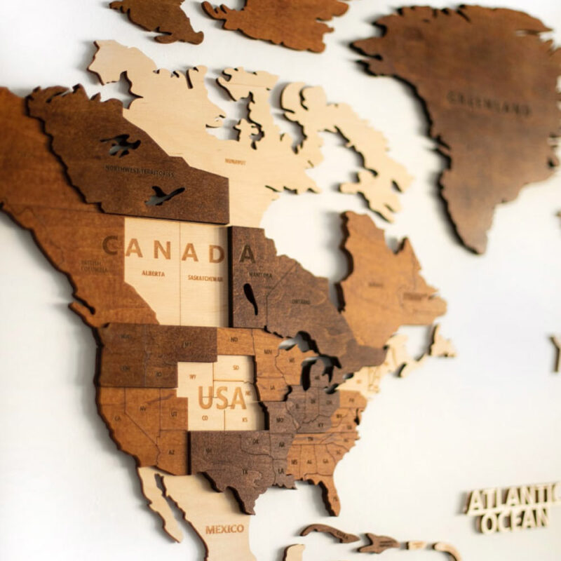 3D Wooden World Map – Multicolour - Image 4