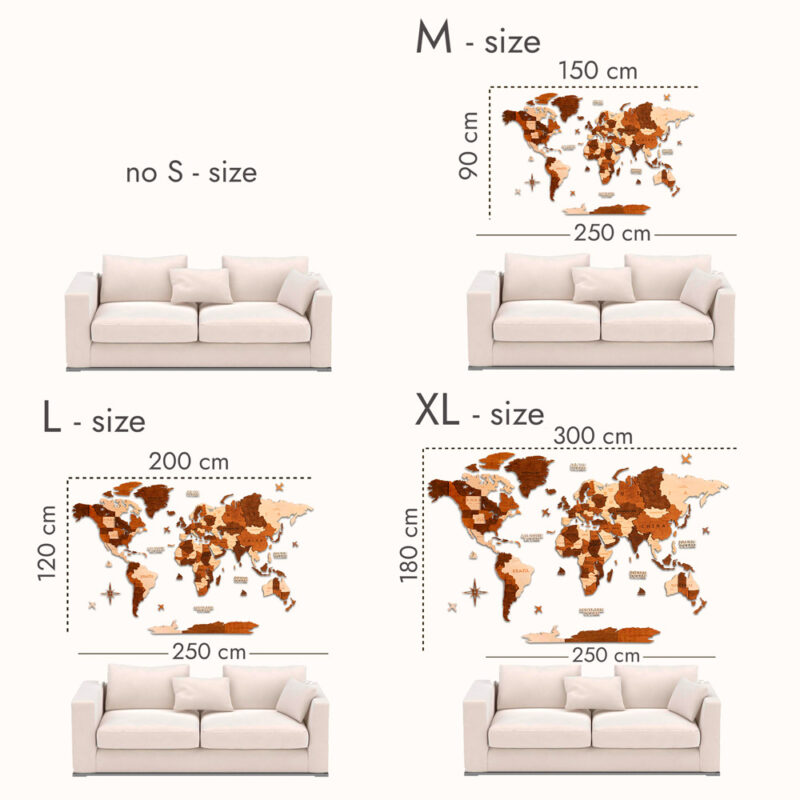 3D Wooden World Map – Multicolour - Image 7