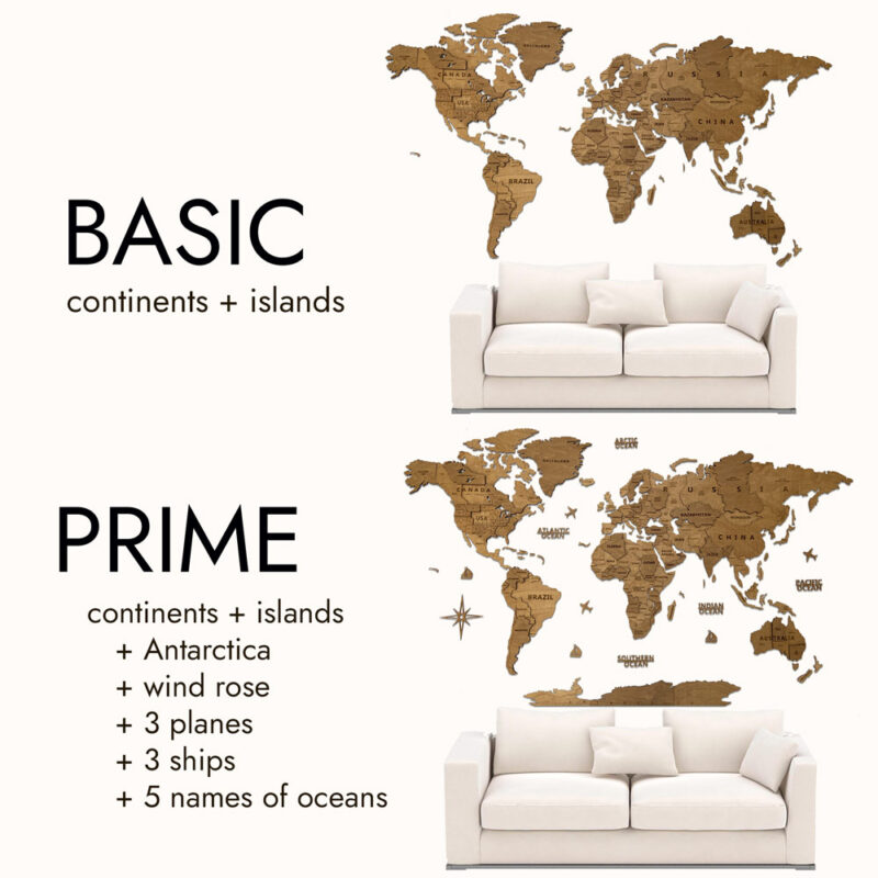 3D Wooden World Map Wall Decoration- Oak - Image 3