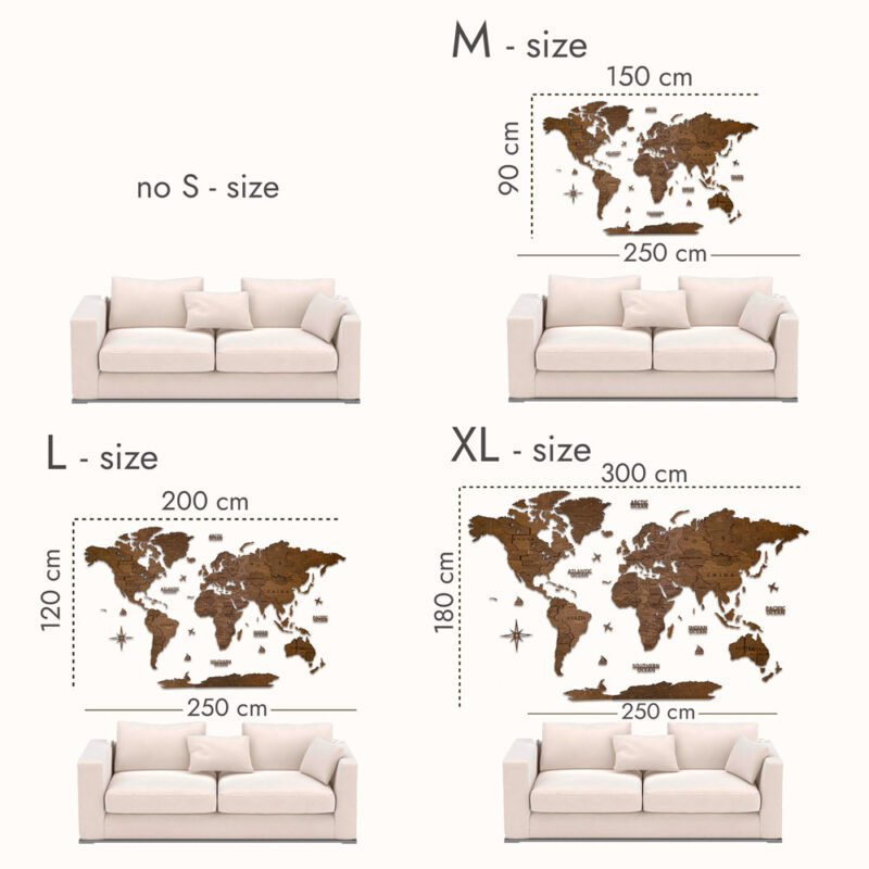 3D Wooden World Map Wall Decoration - Walnut - Image 6
