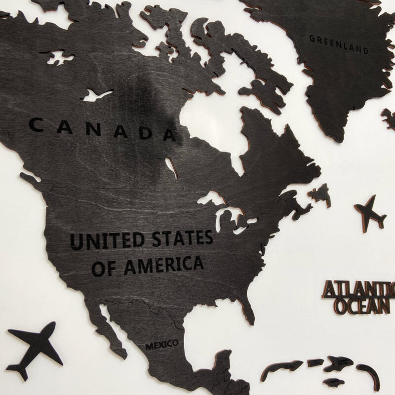 Wooden World Map Wall Decoration - Black Wood - Image 5