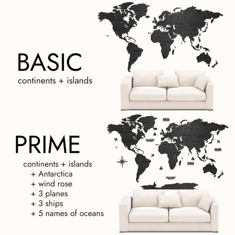 Wooden World Map Wall Decoration - Black Wood - Image 3