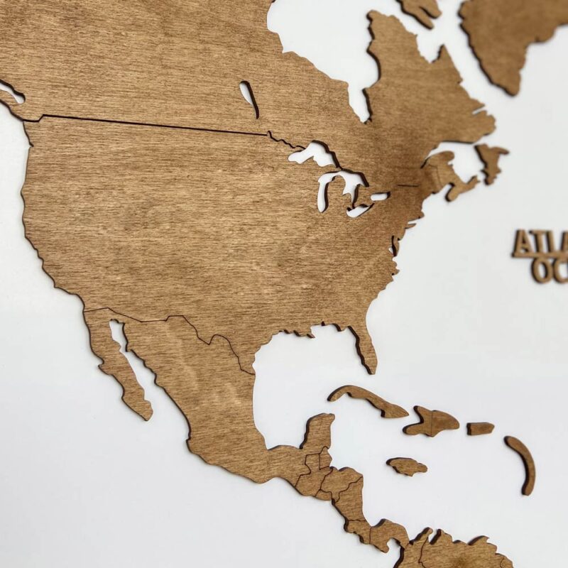 Wooden World Map - "Blank Oak" without country names - Image 3