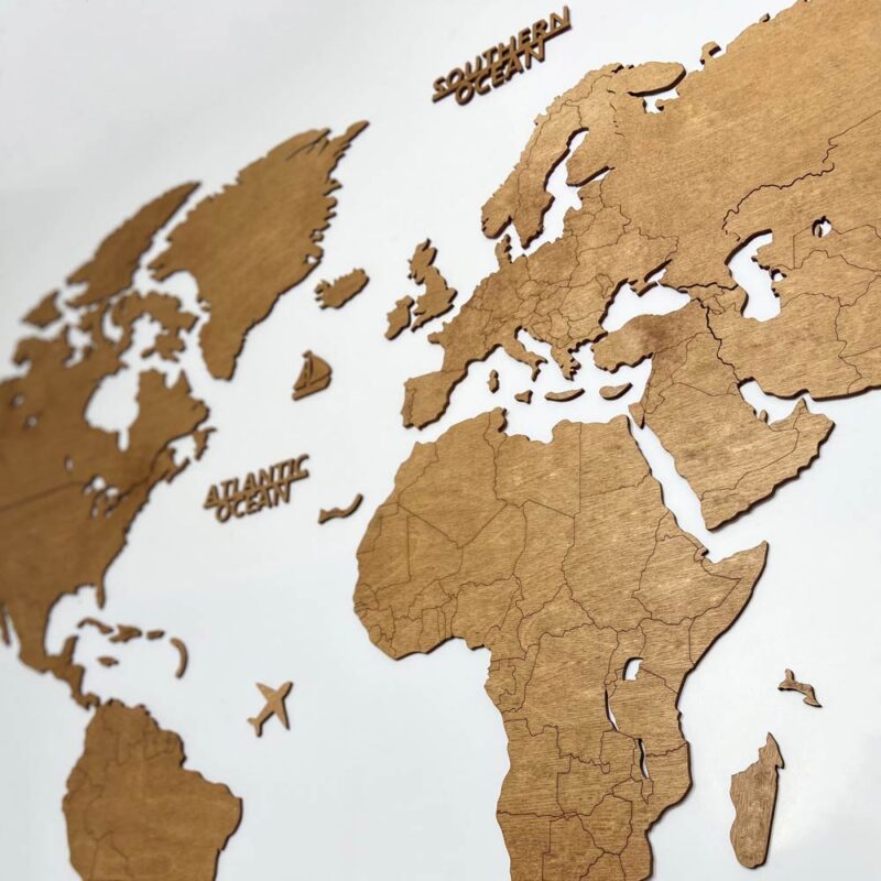 Wooden World Map - "Blank Oak" without country names - Image 4