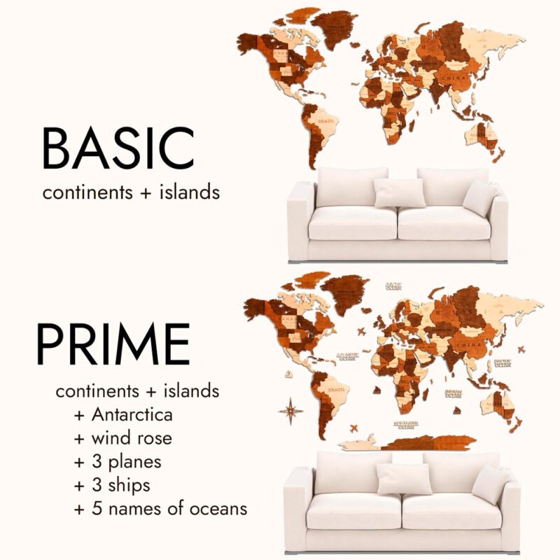 3D Wooden World Map – Multicolour - Image 3