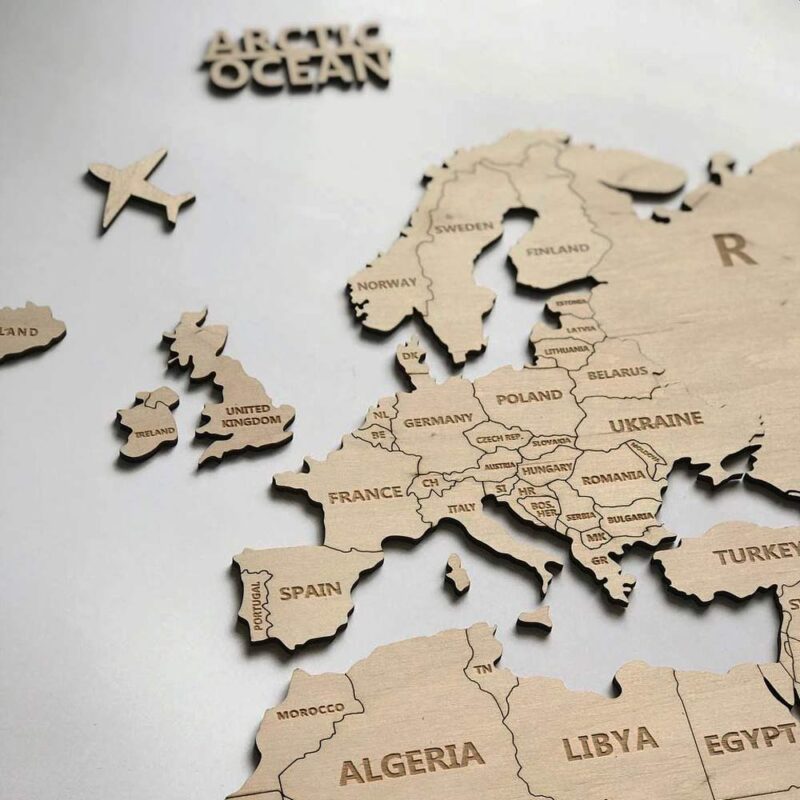 Wooden World Map Wall Decoration - Natural Wood - Image 2