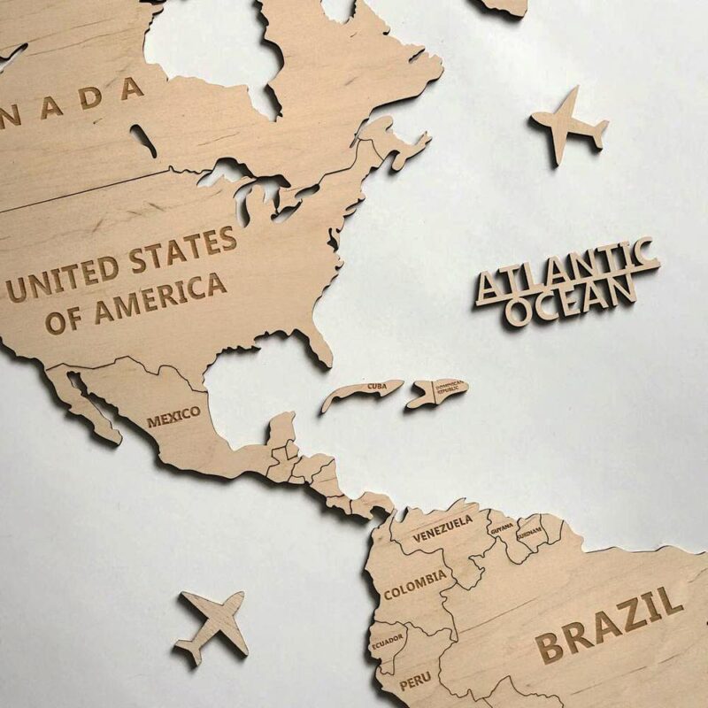 Wooden World Map Wall Decoration - Natural Wood - Image 5