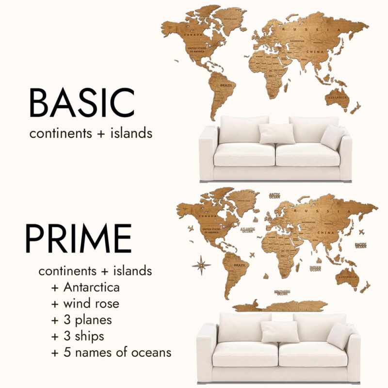 Wooden World Map Wall Decoration - Oak - Image 3