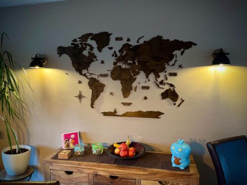 3D Wooden World Map Wall Decoration - Walnut photo review