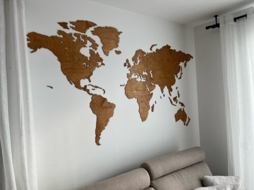 Wooden World Map Wall Decoration - Oak photo review