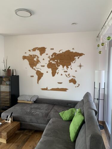 Wooden World Map Wall Decoration - Oak photo review