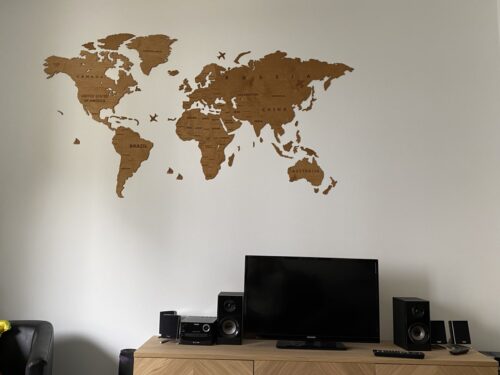 Wooden World Map Wall Decoration - Oak photo review