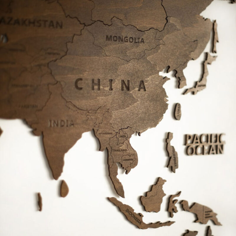 Wooden World Map Wall Decoration – Walnut - Image 5