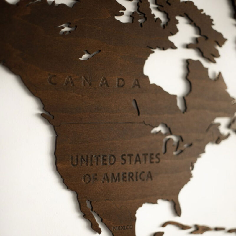 Wooden World Map Wall Decoration – Walnut - Image 6
