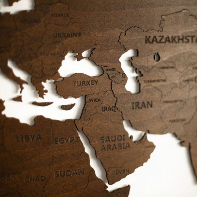 Wooden World Map Wall Decoration – Walnut - Image 4