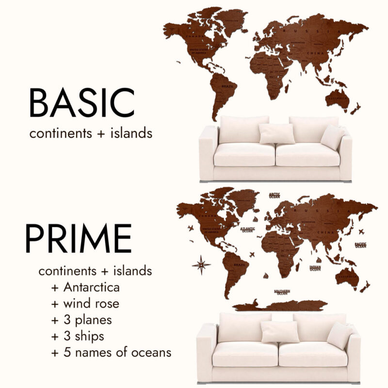 Wooden World Map Wall Decoration – Walnut - Image 3