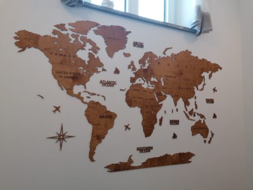 Wooden World Map Wall Decoration - Oak photo review