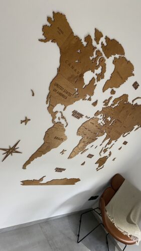 Wooden World Map Wall Decoration - Oak photo review