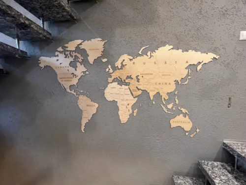 Wooden World Map Wall Decoration - Natural Wood photo review