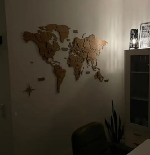 3D Wooden World Map Wall Decoration- Oak photo review