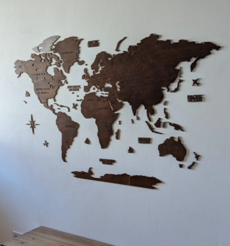 Wooden World Map Wall Decoration – Walnut photo review