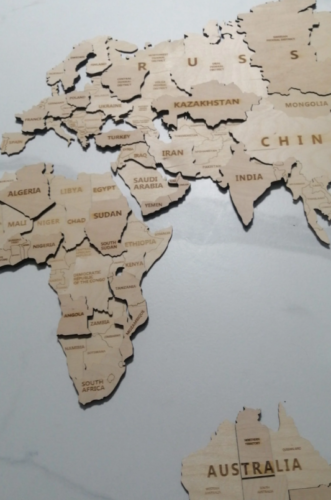 3D Wooden World Map Wall Decoration - Natural Wood photo review