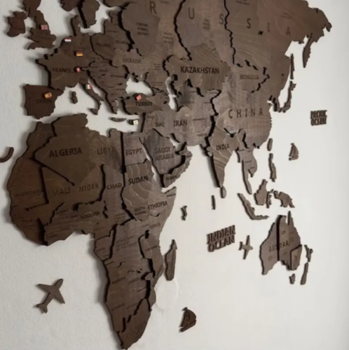 3D Wooden World Map Wall Decoration - Walnut photo review