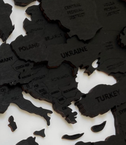 3D Wooden World Map Wall Decoration - Black Wood photo review