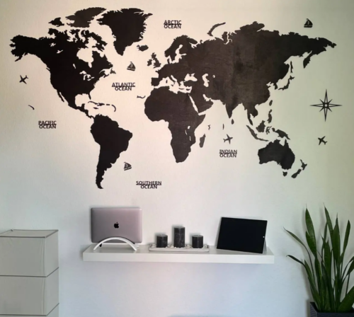 Wooden World Map – “Blank Black” without country names photo review