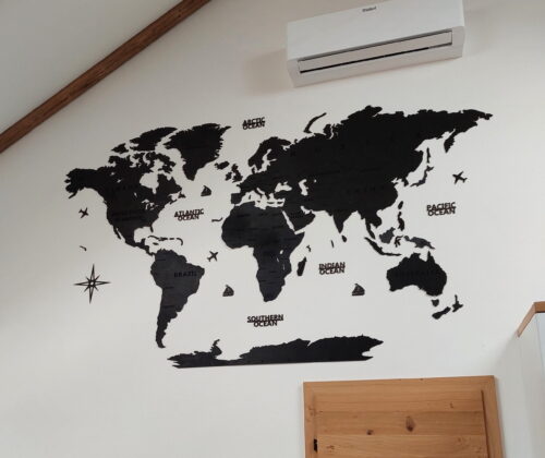 Wooden World Map Wall Decoration - Black Wood photo review