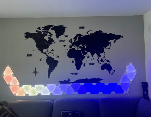 Wooden World Map Wall Decoration - Black Wood photo review