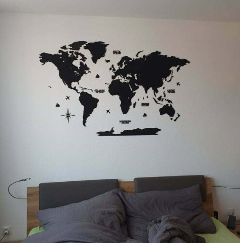 Wooden World Map Wall Decoration - Black Wood photo review