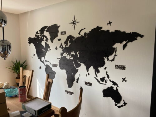 Wooden World Map Wall Decoration - Black Wood photo review