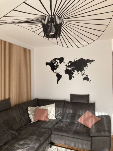 Wooden World Map Wall Decoration - Black Wood photo review