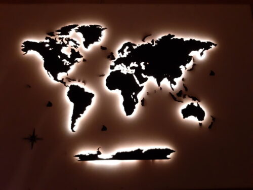 Wooden World Map Wall Decoration - Black Wood photo review