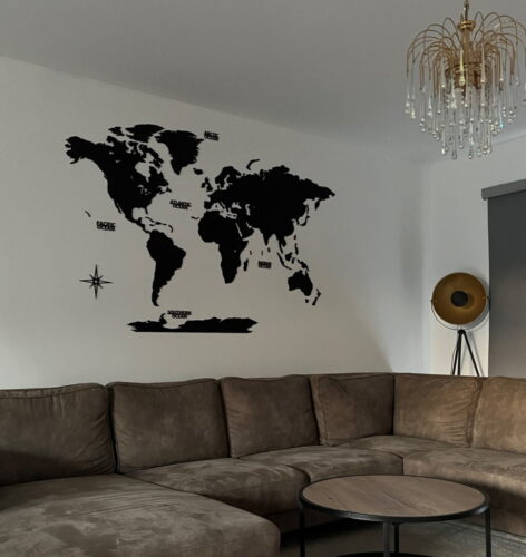 Wooden World Map Wall Decoration - Black Wood photo review