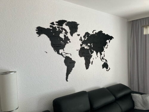 Wooden World Map Wall Decoration - Black Wood photo review