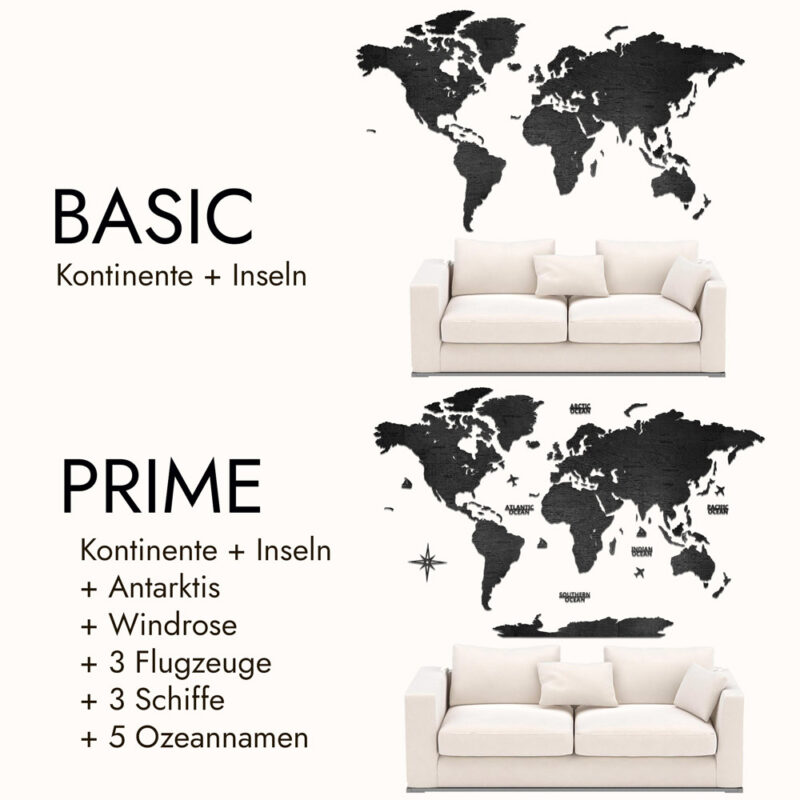 Wooden World Map with Capitals - Black Wood - Image 3