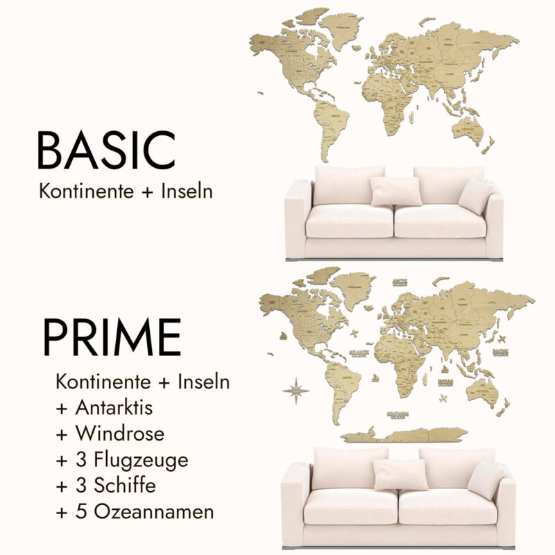 Wooden World Map with Capitals - Natural Wood - Image 3