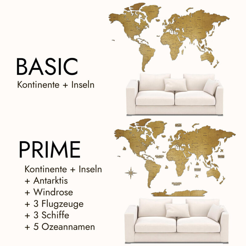 Wooden World Map with Capitals - Oak - Image 3