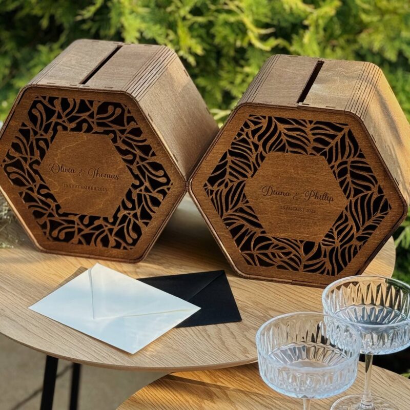 Wedding Card Box - Wooden Hexagon - Image 2