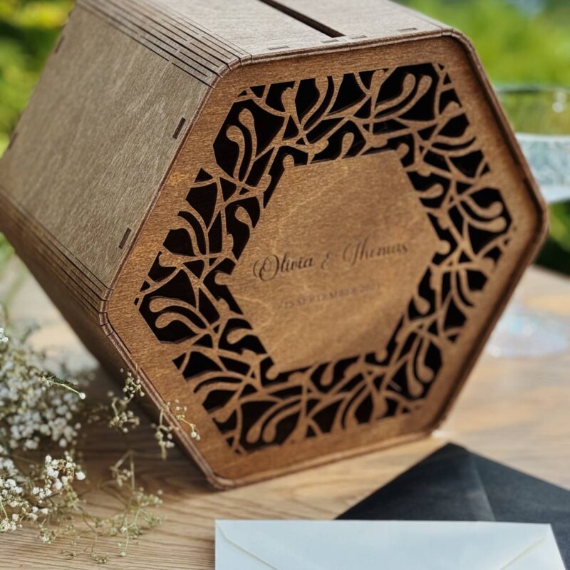 Wedding Card Box - Wooden Hexagon - Image 4