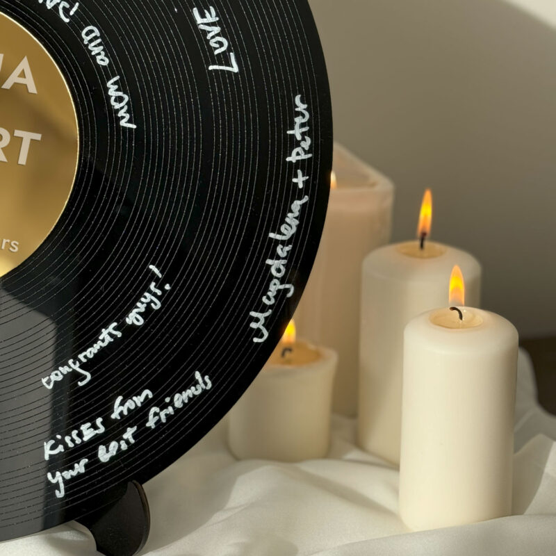 Wedding Guest Book Alternative - Black & Gold Vinyl Record - Image 4